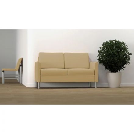 Диван UD_Simple Д-53 2х местный, алюм.муар/ к-з беж.(S.0413)