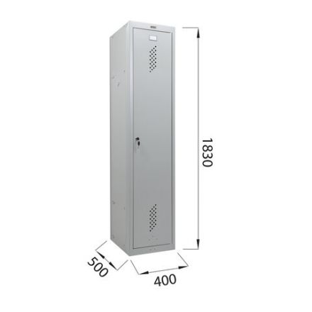 Шкаф металлический для одежды BRABIX "LK 11-40", УСИЛЕННЫЙ, 1 секция, 1830х400х500 мм, 20 кг, 291130, S230BR403102