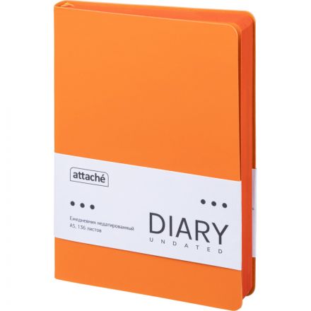Ежедневник недатированный ATTACHE Soft touch А5,140х200мм, 136л,оранжевый