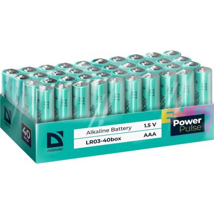 Батарейка DEFENDER алкалиновая LR03-40box AAA, бокс 40шт/уп PowerPulse