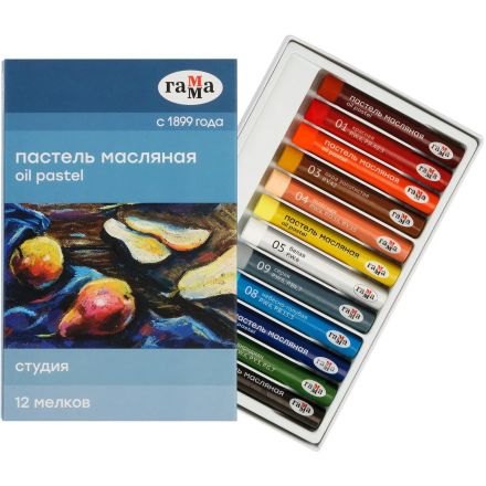 Пастель масляная Гамма Студия, наб,12 мелков, картон. Упаковка,160320205