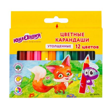 Карандаши цветные утолщенные ЮНЛАНДИЯ "МАЛЫШИ-КАРАНДАШИ", 12 цветов, укороченные, шестигранные, грифель 5 мм, натуральное дерево, 181376 Карандаши цветные утолщенные ЮНЛАНДИЯ "МАЛЫШИ-КАРАНДАШИ", 12 цветов, укороченные, шестигранные, грифель 5 мм, натуральное дерево, 181376