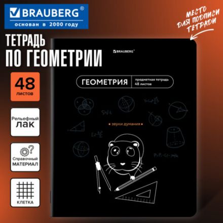 Тетрадь предметная МЕМЫ 48 л., TWIN-лак, ГЕОМЕТРИЯ, клетка, подсказ, BRAUBERG, 405101