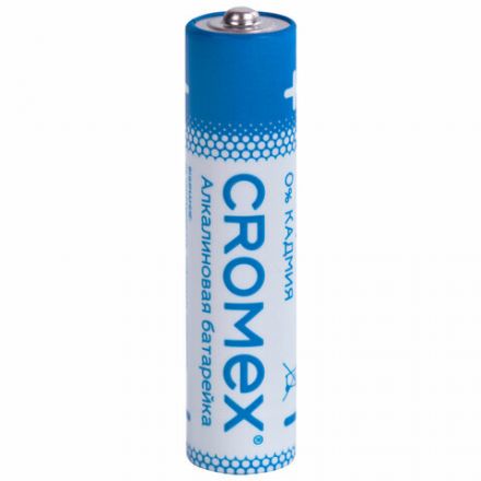 Батарейки алкалиновые "мизинчиковые" КОМПЛЕКТ 4 шт., CROMEX (КРОМЕКС) Alkaline, AAA (LR03, 24А), блистер, 457131