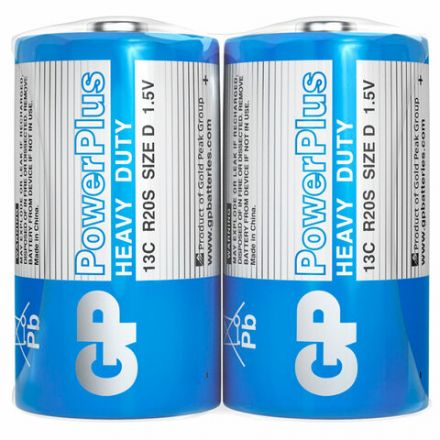 Батарейки КОМПЛЕКТ 2 шт., GP PowerPlus D (13C), солевые, в пленке, 13CEBRA-2S2 Батарейки КОМПЛЕКТ 2 шт., GP PowerPlus D (13C), солевые, в пленке, 13CEBRA-2S2