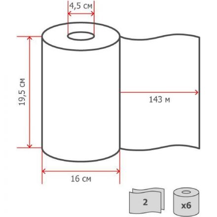 Полотенца бумажные для диспенсеров Luscan Professional 2-слойные 6 рулонов по 143 метра Полотенца бумажные для диспенсеров Luscan Professional 2-слойные 6 рулонов по 143 метра
