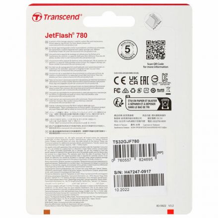 Флеш-диск 32 GB TRANSCEND JetFlash 780, USB 3.1, черный, TS32GJF780 Флеш-диск 32 GB TRANSCEND JetFlash 780, USB 3.1, черный, TS32GJF780