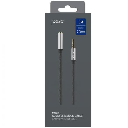 Кабель удлинитель PERO MC-03 JACK 3.5, 2м, Black Кабель удлинитель PERO MC-03 JACK 3.5, 2м, Black