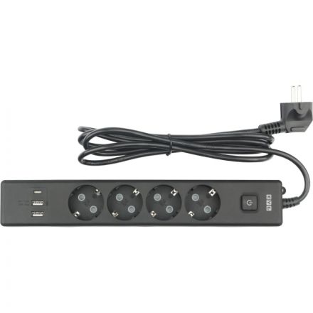 Удлинитель Power Cube, 4р с/з вык.,3USB, 3500 Вт, 16А,1.9 м, 3x1,0 (черный)