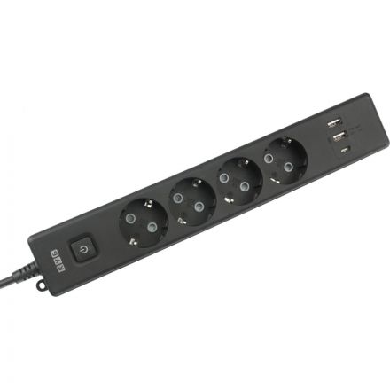 Удлинитель Power Cube, 4р с/з вык.,3USB, 3500 Вт, 16А,1.9 м, 3x1,0 (черный)