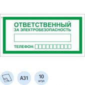 Знак безопасности A31 Ответств.за электробезопас100x200мм пленка 10шт/уп Знак безопасности A31 Ответств.за электробезопас100x200мм пленка 10шт/уп