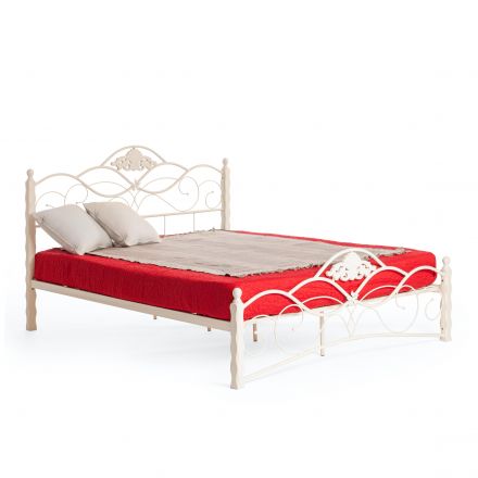 Кровать CANZONA Wood slat base дерево гевея/металл, 160*200 см (Queen bed), Белый (butter white)