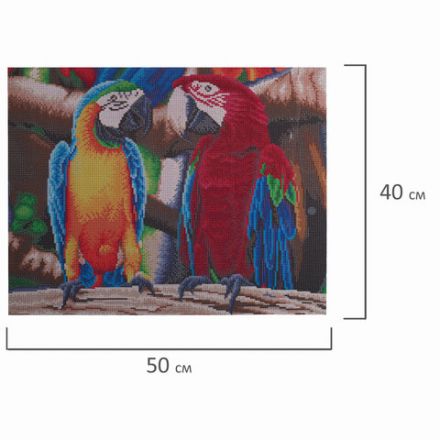 Картина стразами (алмазная мозаика) 40х50 см, ОСТРОВ СОКРОВИЩ "Попугаи", без подрамника, 662413 Картина стразами (алмазная мозаика) 40х50 см, ОСТРОВ СОКРОВИЩ "Попугаи", без подрамника, 662413