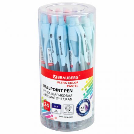 Ручка шариковая автоматическая BRAUBERG ULTRA COLOR PASTEL, soft-touch, СИНЯЯ, пишущий узел 0,7 мм, линия 0,35 мм, 144204 Ручка шариковая автоматическая BRAUBERG ULTRA COLOR PASTEL, soft-touch, СИНЯЯ, пишущий узел 0,7 мм, линия 0,35 мм, 144204