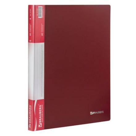 Папка 40 вкладышей BRAUBERG стандарт, красная, 0,7 мм, 221602 Папка 40 вкладышей BRAUBERG стандарт, красная, 0,7 мм, 221602