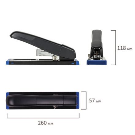 Степлер МОЩНЫЙ до 100 листов BRAUBERG "Heavy Duty Extra", скобы № 24/6-23/13, 270552