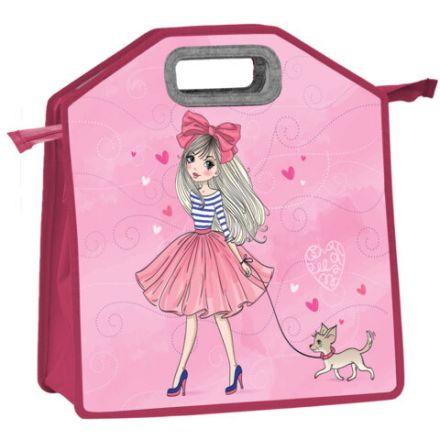 Папка-сумка ЮНЛАНДИЯ, 1 отделение, фетровые ручки, 34х30х11 см, "Girl and dog", 270997
