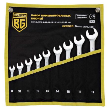 Набор ключей комбинированных 9 предметов BERGER BG1144 Набор ключей комбинированных 9 предметов BERGER BG1144