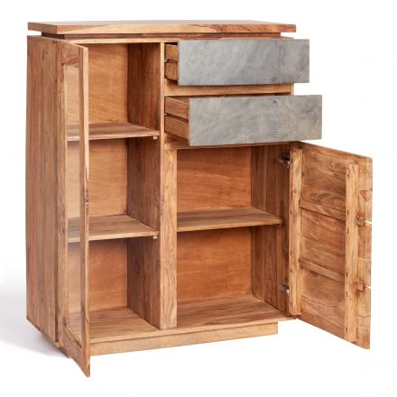 Шкаф-стеллаж Secret de Maison Росвуд/Rosewood (мод. 9800) массив палисандра/стекло, 100х40х128см, натуральный тонированный