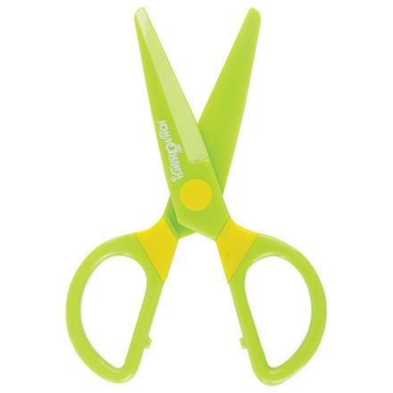 Ножницы ЮНЛАНДИЯ "МУЛЬТЯШКИ", 125 мм, с безопасными пластиковыми лезвиями, зеленые, 236983