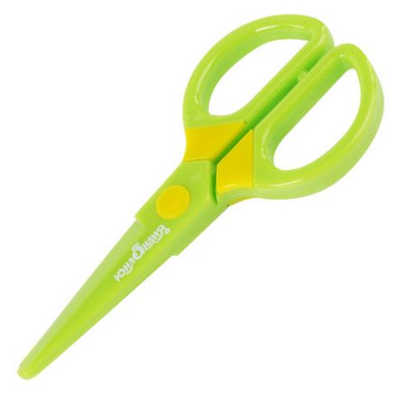 Ножницы ЮНЛАНДИЯ "МУЛЬТЯШКИ", 125 мм, с безопасными пластиковыми лезвиями, зеленые, 236983