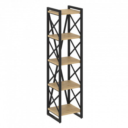 Loft Стеллаж на регулируемых опорах-5 полок VR.L-MST.O-5.4 Тиквуд светлый/Чёрный металл 400*400*1650 Loft Стеллаж на регулируемых опорах-5 полок VR.L-MST.O-5.4 Тиквуд светлый/Чёрный металл 400*400*1650