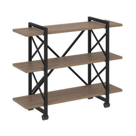 Loft Стеллаж на колесных опорах-3 полки VR.L-MST.K-3.8V Дуб аризона/Чёрный металл 1200*400*968