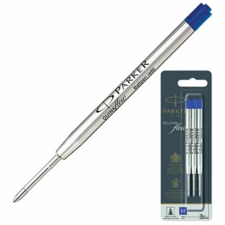 Стержень шариковый PARKER "Quinkflow", КОМПЛЕКТ 3 шт., металлический, 98 мм, узел 1 мм, блистер, синий, 2119152 Стержень шариковый PARKER "Quinkflow", КОМПЛЕКТ 3 шт., металлический, 98 мм, узел 1 мм, блистер, синий, 2119152