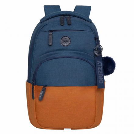 Рюкзак GRIZZLY школьный, укрепленная спинка, 2 отделения, для девочек, BLUE/ORANGE, 43х27,5х16 см, RD-341-2/3 Рюкзак GRIZZLY школьный, укрепленная спинка, 2 отделения, для девочек, BLUE/ORANGE, 43х27,5х16 см, RD-341-2/3