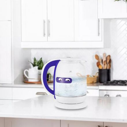 Чайник KITFORT КТ-6140-1, 1,7 л, 2200 Вт, закрытый нагревательный элемент, ТЕРМОРЕГУЛЯТОР, стекло, белый/фиолетовый Чайник KITFORT КТ-6140-1, 1,7 л, 2200 Вт, закрытый нагревательный элемент, ТЕРМОРЕГУЛЯТОР, стекло, белый/фиолетовый