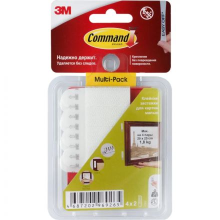 Застежки самоклеящиеся Command для картин, белые, малые, 4 пар (17202) Застежки самоклеящиеся Command для картин, белые, малые, 4 пар (17202)