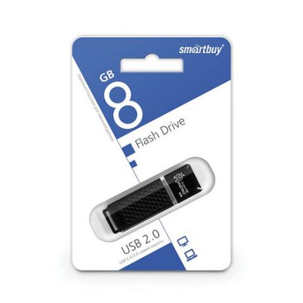 Флеш-диск 8 GB, SMARTBUY Quartz, USB 2.0, черный, SB8GBQZ-K Флеш-диск 8 GB, SMARTBUY Quartz, USB 2.0, черный, SB8GBQZ-K