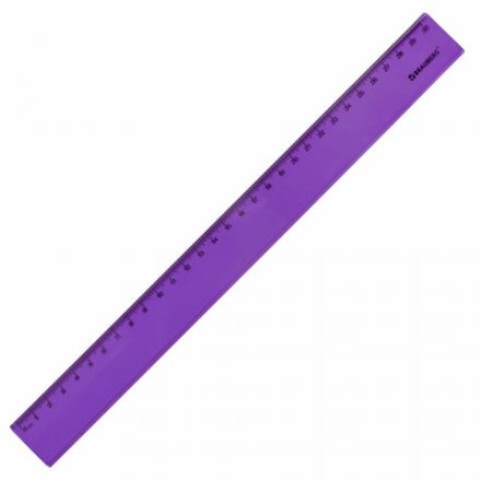 Линейка пластиковая 30 см BRAUBERG "FRUITY", тонированная, ассорти, 210767