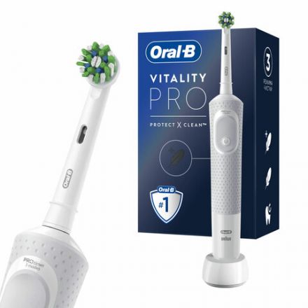 Зубная щетка электрическая ORAL-B (Орал-би) Vitality Pro, БЕЛАЯ/ГОЛУБАЯ, 1 насадка, 53019436 Зубная щетка электрическая ORAL-B (Орал-би) Vitality Pro, БЕЛАЯ/ГОЛУБАЯ, 1 насадка, 53019436