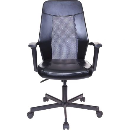 Кресло EChair-225 PTW_G к/з черный, сетка серая (TW-04)