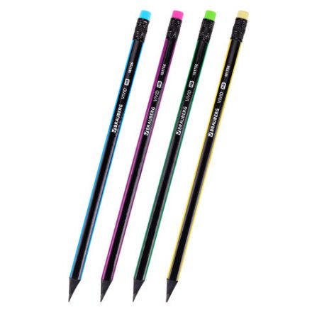 Карандаш чернографитный BRAUBERG "VIVID", 1 шт., HB, с ластиком, корпус ассорти, 181756 Карандаш чернографитный BRAUBERG "VIVID", 1 шт., HB, с ластиком, корпус ассорти, 181756