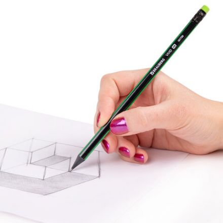 Карандаш чернографитный BRAUBERG "VIVID", 1 шт., HB, с ластиком, корпус ассорти, 181756 Карандаш чернографитный BRAUBERG "VIVID", 1 шт., HB, с ластиком, корпус ассорти, 181756