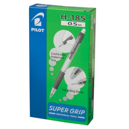 Карандаш механический 0,5 мм, PILOT H-185 "Super Grip", ластик, резиновый грип, корпус черный, H-185-SL, Н-185 Карандаш механический 0,5 мм, PILOT H-185 "Super Grip", ластик, резиновый грип, корпус черный, H-185-SL, Н-185