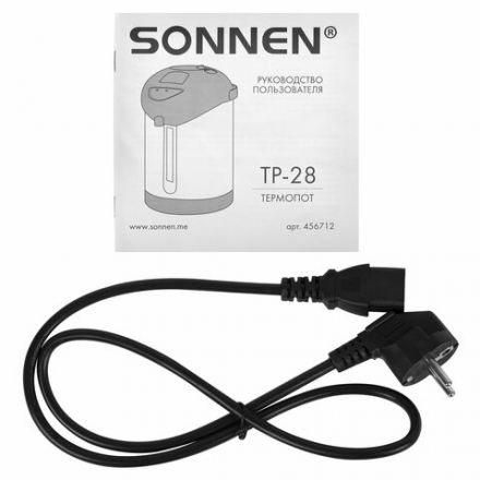 Термопот SONNEN TP-28, 3 л, 900 Вт, 1 температурный режим, ручной насос, сталь, черный/серебро, 456712 Термопот SONNEN TP-28, 3 л, 900 Вт, 1 температурный режим, ручной насос, сталь, черный/серебро, 456712