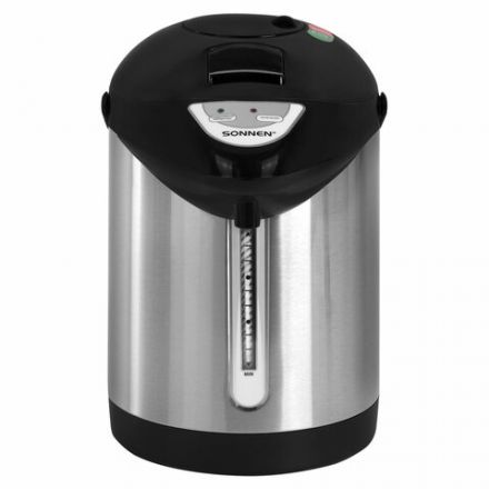 Термопот SONNEN TP-28, 3 л, 900 Вт, 1 температурный режим, ручной насос, сталь, черный/серебро, 456712 Термопот SONNEN TP-28, 3 л, 900 Вт, 1 температурный режим, ручной насос, сталь, черный/серебро, 456712