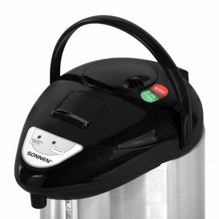 Термопот SONNEN TP-28, 3 л, 900 Вт, 1 температурный режим, ручной насос, сталь, черный/серебро, 456712 Термопот SONNEN TP-28, 3 л, 900 Вт, 1 температурный режим, ручной насос, сталь, черный/серебро, 456712