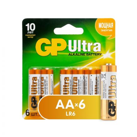 Батарейки GP Ultra пальчиковые AA LR6 (6 штук в упаковке)