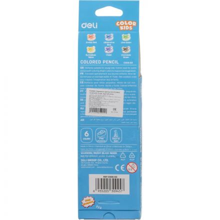 Карандаши цветные Deli EC00660 COLOR KIDS 3-гран. 6цв/наб Jumbo Карандаши цветные Deli EC00660 COLOR KIDS 3-гран. 6цв/наб Jumbo