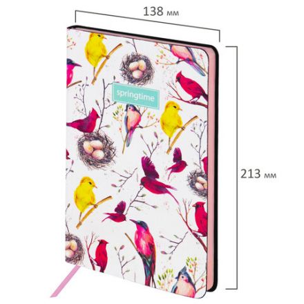 Ежедневник недатированный А5 (138х213 мм), BRAUBERG VISTA, под кожу, гибкий, 136 л., "Birds", 112021 Ежедневник недатированный А5 (138х213 мм), BRAUBERG VISTA, под кожу, гибкий, 136 л., "Birds", 112021