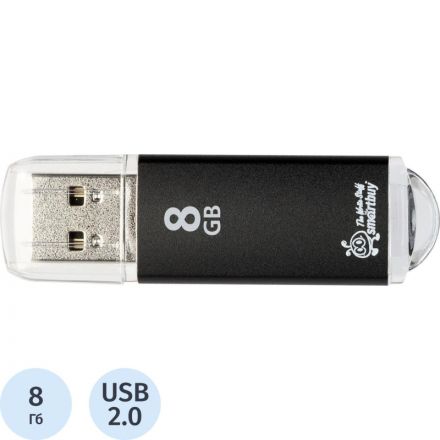Флеш-память SmartBuy V-Cut 8 Gb USB 2.0 черная