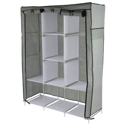Шкаф для одежды с чехлом BOOMHOUSE (БУМХАУС) WB-002 (В1660хШ1250хГ440 мм), 8 полок, металлический каркас, серый, 701447 Шкаф для одежды с чехлом BOOMHOUSE (БУМХАУС) WB-002 (В1660хШ1250хГ440 мм), 8 полок, металлический каркас, серый, 701447