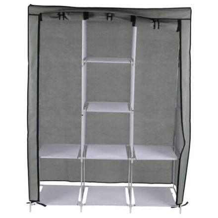 Шкаф для одежды с чехлом BOOMHOUSE (БУМХАУС) WB-002 (В1660хШ1250хГ440 мм), 8 полок, металлический каркас, серый, 701447 Шкаф для одежды с чехлом BOOMHOUSE (БУМХАУС) WB-002 (В1660хШ1250хГ440 мм), 8 полок, металлический каркас, серый, 701447