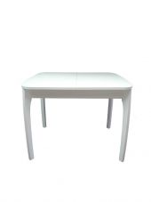 Стол В-40 90(125)*70 ЛДСП 16мм+стекло 4мм Белый матовый, вставка "бабочка", опоры массив бука белые Стол В-40 90(125)*70 ЛДСП 16мм+стекло 4мм Белый матовый, вставка "бабочка", опоры массив бука белые