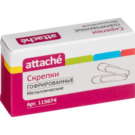 Скрепки Attache металлические гофрированные без покрытия 50 мм (50 штук в упаковке) Скрепки Attache металлические гофрированные без покрытия 50 мм (50 штук в упаковке)