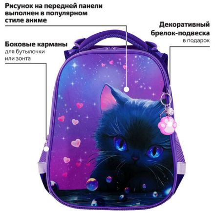 Ранец BRAUBERG PREMIUM, 2 отделения, с брелоком, "Anime cat", 38х29х16 см, 272017 Ранец BRAUBERG PREMIUM, 2 отделения, с брелоком, "Anime cat", 38х29х16 см, 272017
